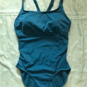 Bathing Suit Nike One Piece with Cut Out Back XL Blue